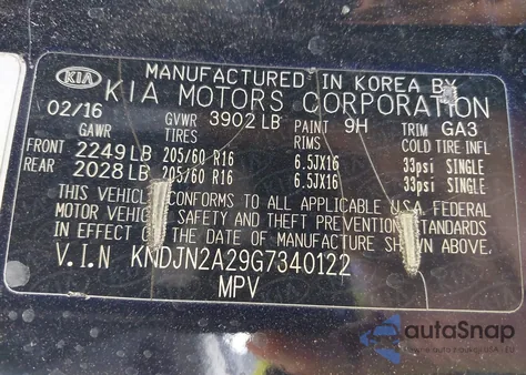 2016 Kia Soul from USA, damaged, VIN KNDJN2A29G7340122